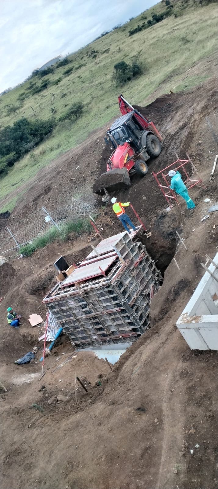 Earthworks with formwork and TLB on hillside