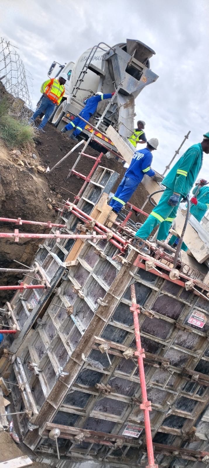 Concrete pour for stormwater chamber on construction site