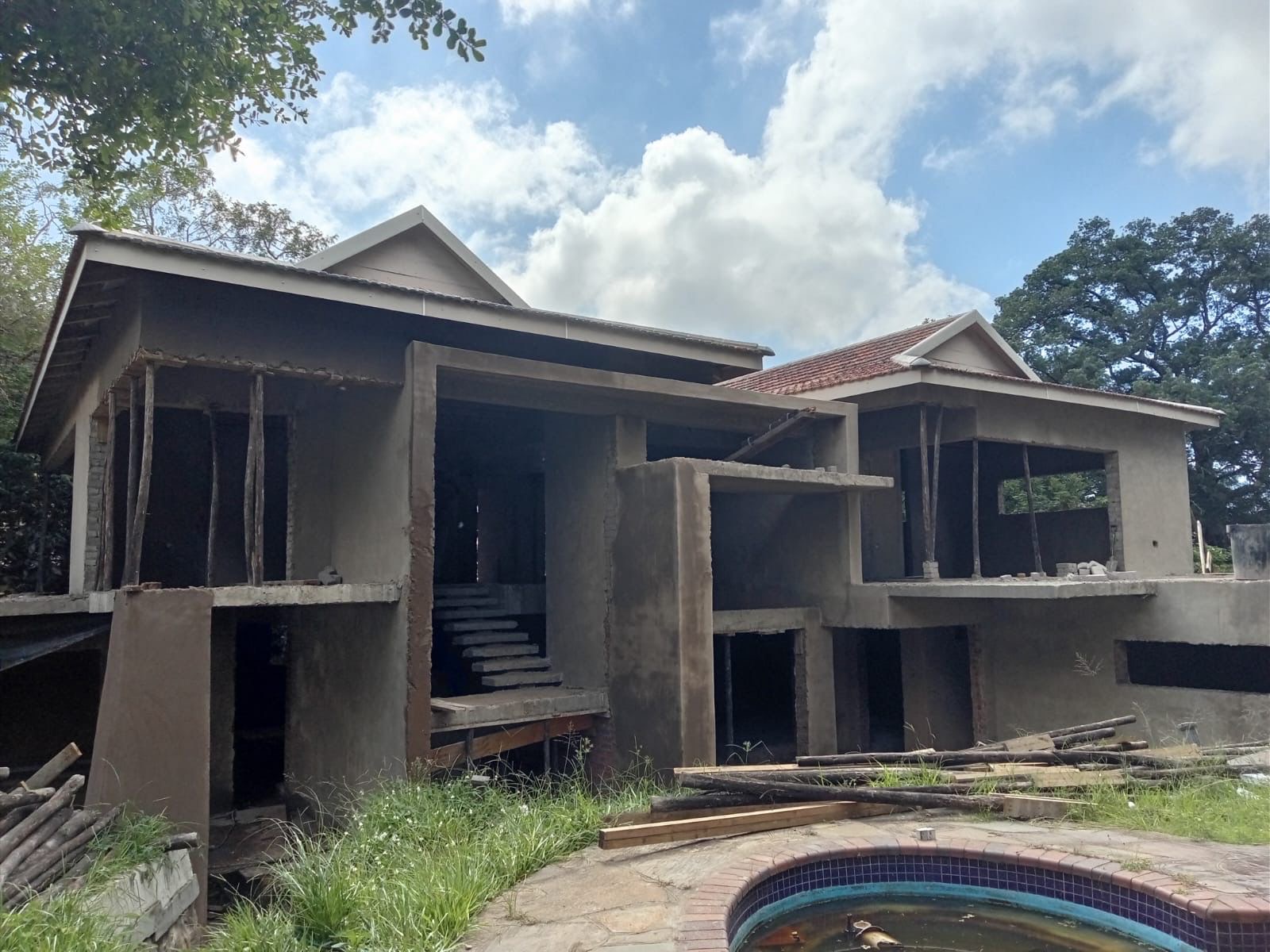Multi-level house under construction